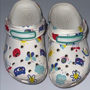 CROCS Kids' White and Multicolor Fun Clogs